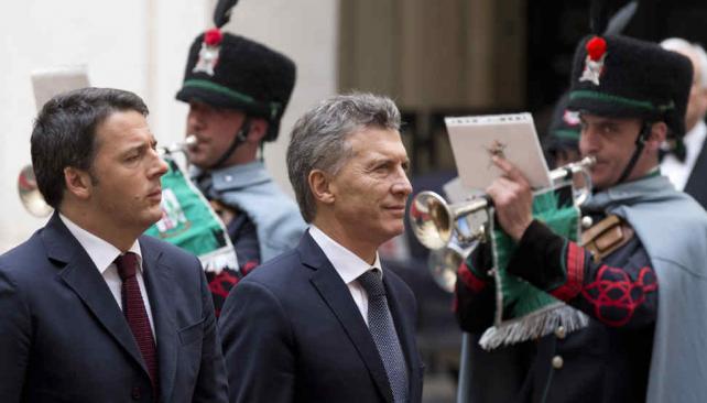 JUNTOS. Macri y el premier italiano, Renzi (AP). 