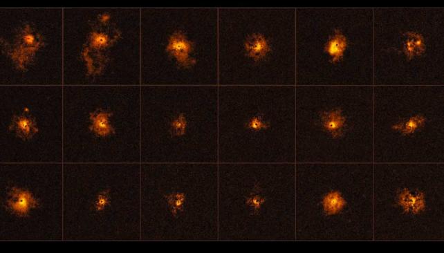 GALAXIAS ACTIVAS. Esta es la primera vez que todos los cuásares de un sondeo han mostrado estos halos, dijo el Observatorio (ESO.org).